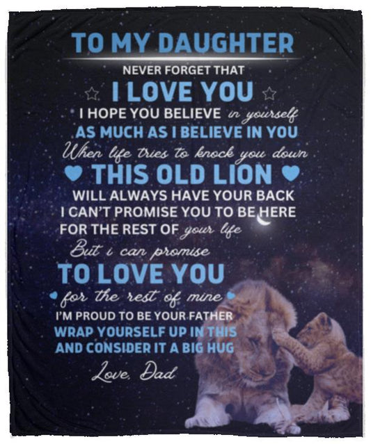 To My Daughter Love Dad Cozy Plush Fleece Blanket - 50x60 |Perfect Gift From Dad | Cozy Blanket Gift for Daughter