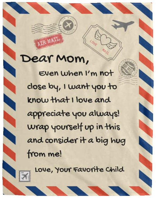 Dear Mom Air Mail Cozy Plush Fleece Blanket - 60x80 | Perfect Gift for Mom