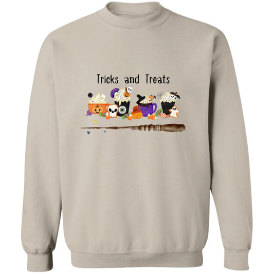 Tricks and Treats Coffee Halloween Crewneck Pullover Sweatshirt | Perfect Fall Season Sweater | Coffee lovers, Halloween lovers