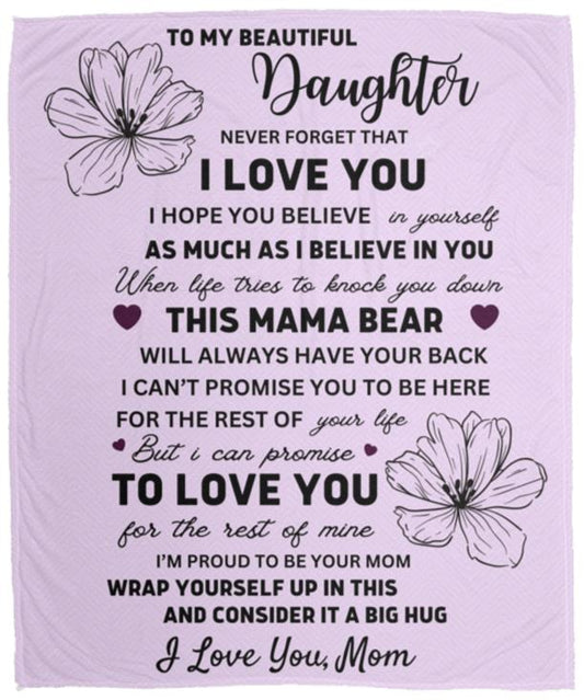 To My Daughter From Mom Cozy Plush Fleece Blanket - 50x60 | Perfect Gift for Daughter | Special Daughter Gift from Mom