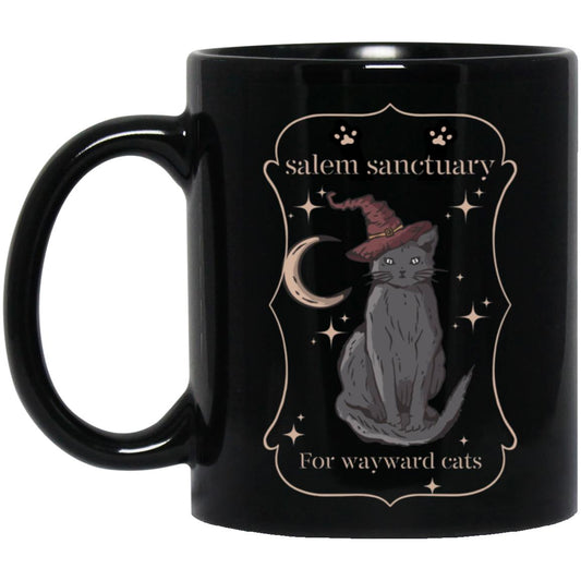 Sanctuary for Wayward Cats 11 oz. Halloween Black Mug | Perfect Fall Mug | Coffee Mugs | Halloween Mugs