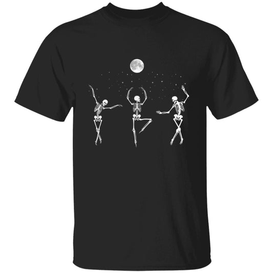 Dancing Skeletons Under A Full Moon 5.3 oz. T-Shirt | Perfect Halloween Sweater | Fall Clothing | All Hallows Eve