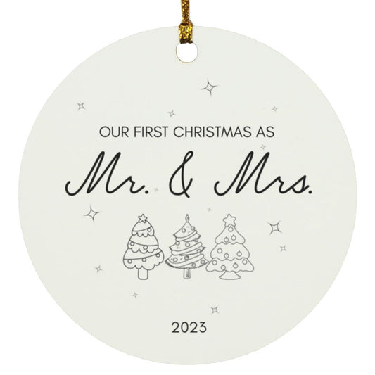 Our First Christmas As Mr. And Mrs. Circle Ornament | Christmas Ornament | Perfect Gift for Couples | Perfect gift for her | special occasion ornament | meaningful ornament gift