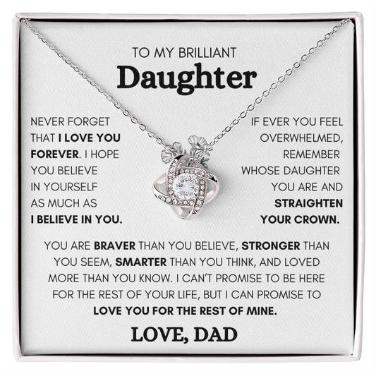 To My Brilliant Daughter Love Dad Necklace Gift | Stunning Necklace with Meaningful Message | Perfect Gift for Daughter | Dad to Gift to Daughter