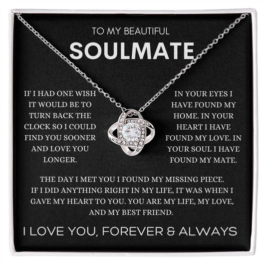 Enchanted Love To My Beautiful Soulmate Necklace Gift for Her | Meaningful Message for Soulmate | Perfect Gift for Anniversary, Christmas, Holiday, Birthday, Graduation