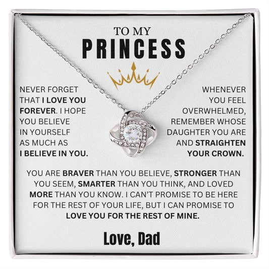 To My Princess Love Dad Necklace Gift | Stunning Necklace with Meaningful Message | Perfect Gift for Daughter | Dad to Gift to Daughter