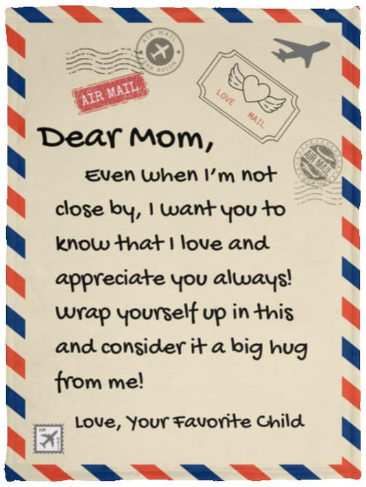 Dear Mom Air Mail Cozy Plush Fleece Blanket - 30x40 | Perfect Gift for Mom